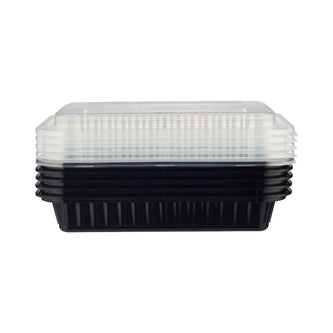 Black Base Rectangular Heavy Duty Container With Lids 50 Pieces 12 oz