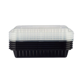 Black Base Rectangular Heavy Duty Container With Lids 50 Pieces 32 oz