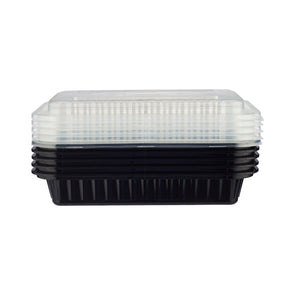 Black Base Rectangular Heavy Duty Container With Lids 50 Pieces 38 oz