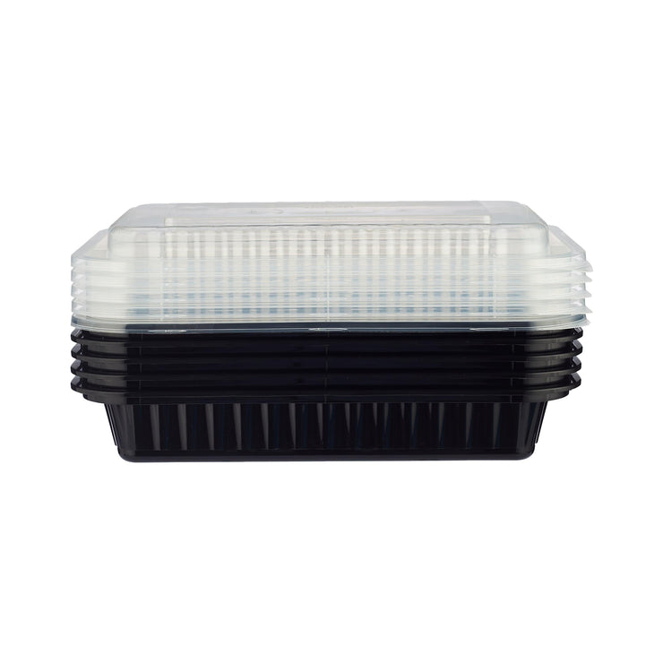 Black Base Rectangular Heavy Duty Container With Lids 150 Pieces 12 oz