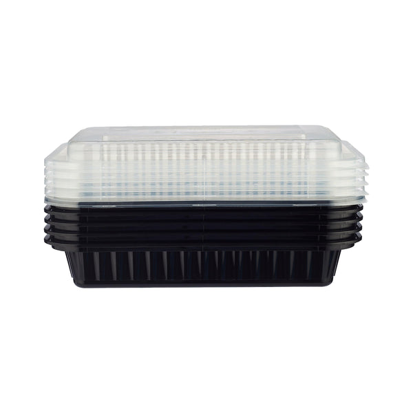 Black Base Rectangular Heavy Duty Container With Lids 150 Pieces 38 oz